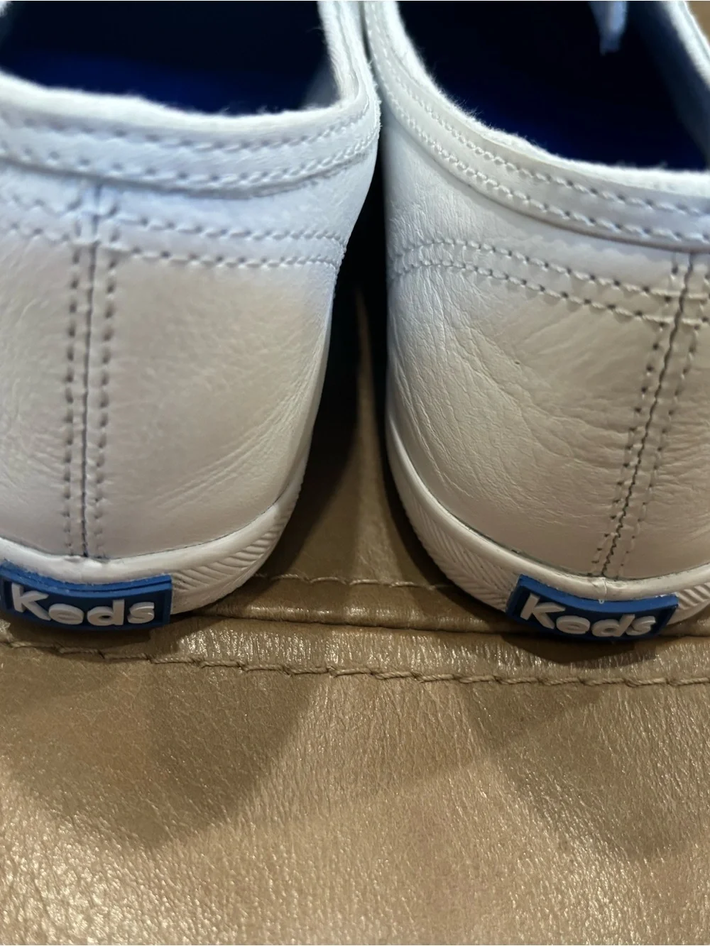 Keds White Women's Slip-On Canvas faux leather minimalist Sneaker